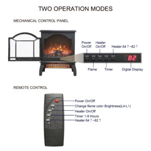 KOFOHON Freestanding Electric Fireplace Heater,Portable Infrared Fireplace Stove with 4 Types of 3D Realistic Flame Effects,Adjustable Temperature Compact Indoor Space Heater,Timer&Remote,18".