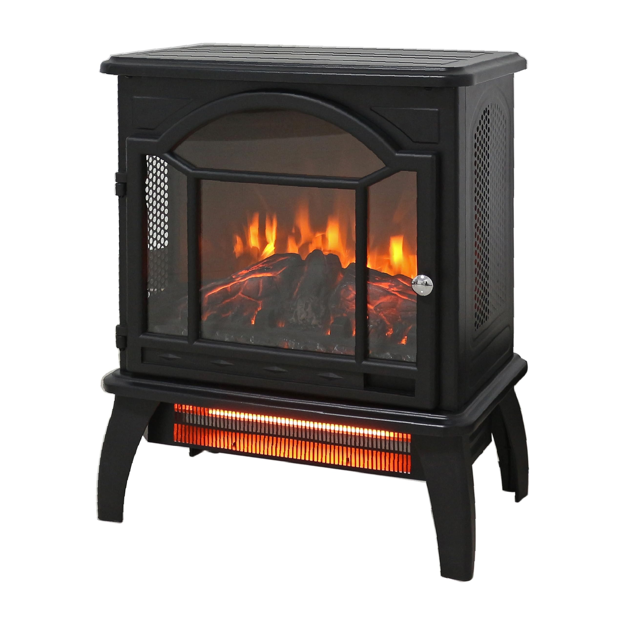 KOFOHON Freestanding Electric Fireplace Heater,Portable Infrared Fireplace Stove with 4 Types of 3D Realistic Flame Effects,Adjustable Temperature Compact Indoor Space Heater,Timer&Remote,18".