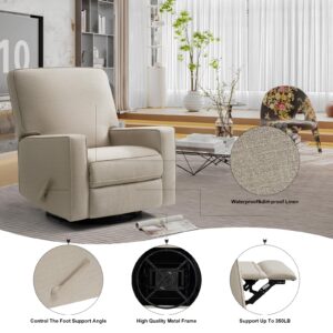 THLAND Swivel Rocker Recliner Chair, Nursery Glider Chair, Manual Modern Comfy Sofa Chair for Living Room, Bedroom(Beige)