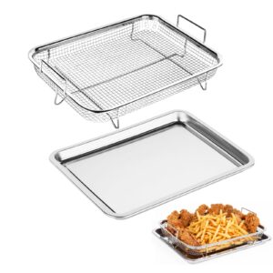 air fryer basket | 12.8" x 9.6" stainless steel non-toxic basket with tray | airfry toaster oven accessories