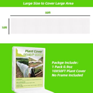 CJGQ Plant Covers Freeze Protection, 0.9oz 10x50FT Frost Cloth Plant Freeze Protection, Plant Frost Blankets Covers for Outdoor Plants for Winter Cold Weather, Floating Row Cover for Vegetables