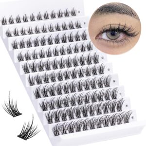 fyonas lash clusters fluffy individual lashes cluster eyelash extensions 110 pcs d curl manga lashes natural look diy lash extensions at home mix 8-16mm (fairy)