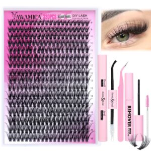 eyelash extension kit 320pcs lash clusters d curl 9-16mm mix 40d individual lashes with lash bond and seal and remover lash applicator for lash extension beginners