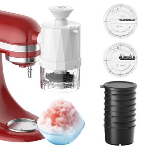 gvode shaved ice attachment for kitchenaid stand mixer, snow cone shaved ice machine with coarse and fine blades,8 ice cube molds,kitchen aid accessories and attachments