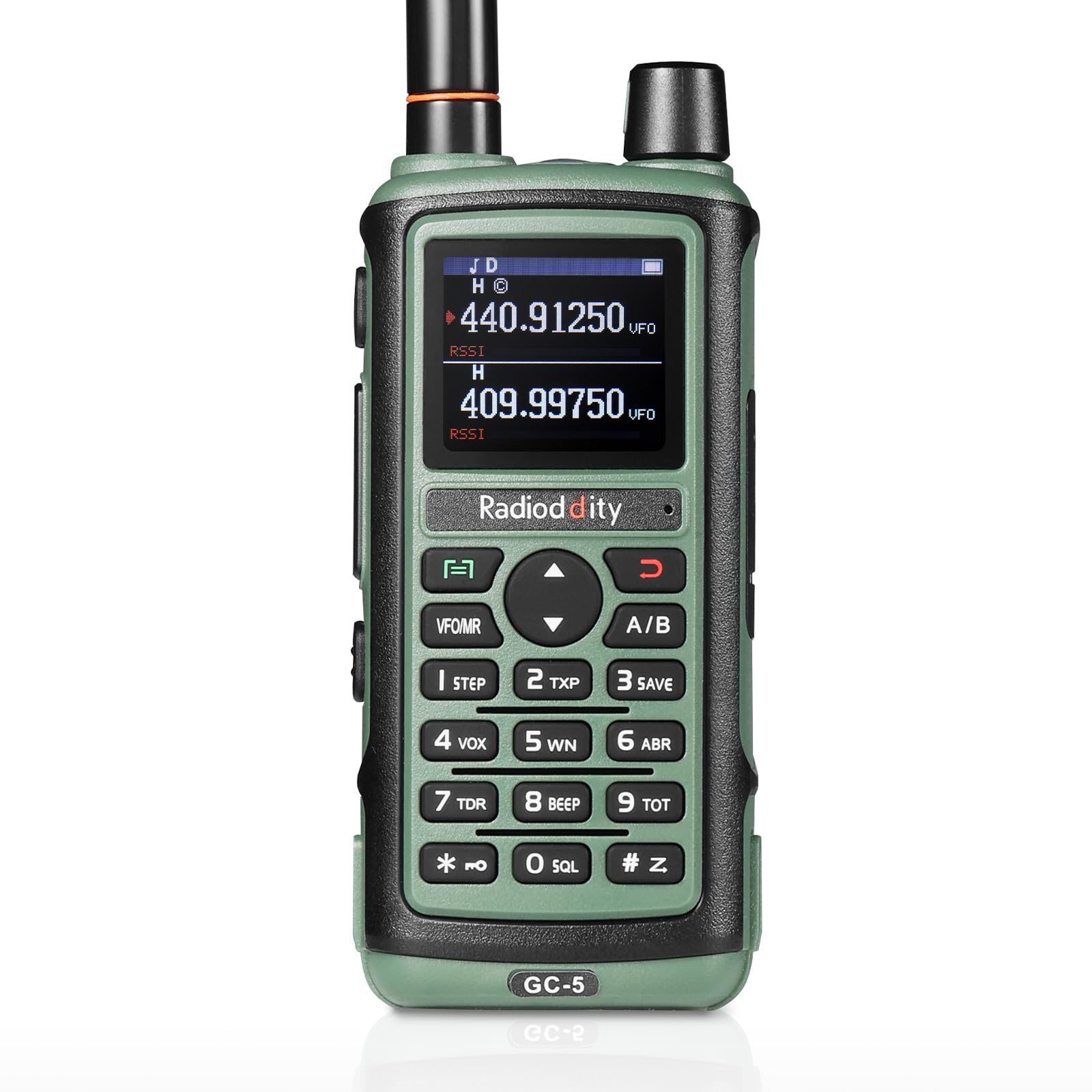 Radioddity GC-5 Dual Band Two Way Radio, Ham Radio Handheld Long Range with 1800mAh Battery, High Gain Antenna, Color LCD, DTMF, Support Chirp