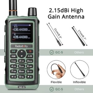 Radioddity GC-5 Dual Band Two Way Radio, Ham Radio Handheld Long Range with 1800mAh Battery, High Gain Antenna, Color LCD, DTMF, Support Chirp