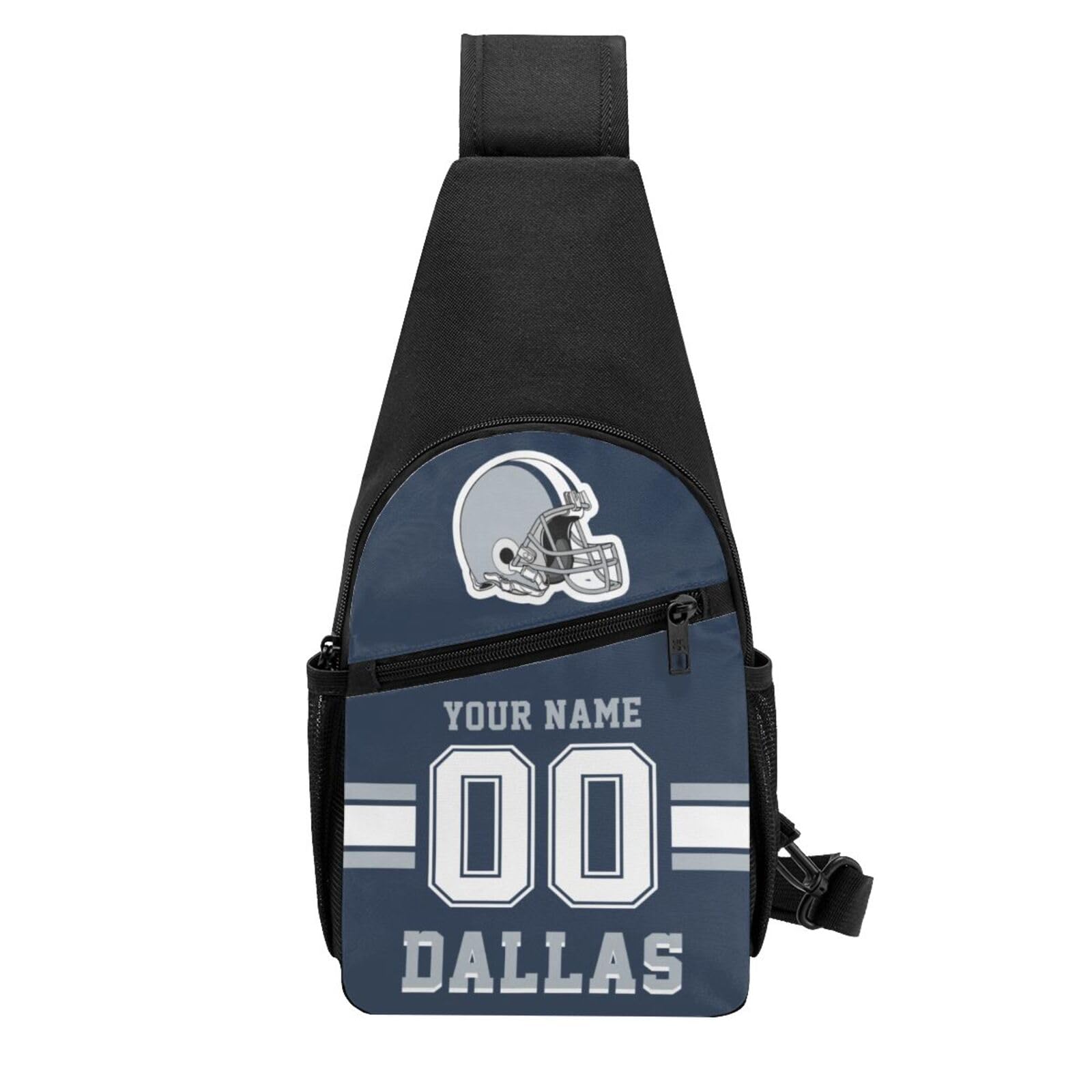 Custom Dallas Sling Bag, Personalized Crossbody Bags with Name and Number, Customize Sling Shoulder Backpack Chest Bag Daypack for Men Women Fans Gifts