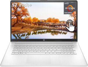 hp 2023 newest touchscreen business laptop, 17.3 inch hd+ display, amd ryzen 5 7530u processor(beats i7-1165g7), 32gb ram, 1tb ssd, wi-fi 6, anti-glare, numeric kb, webcam, windows 11 home, silver