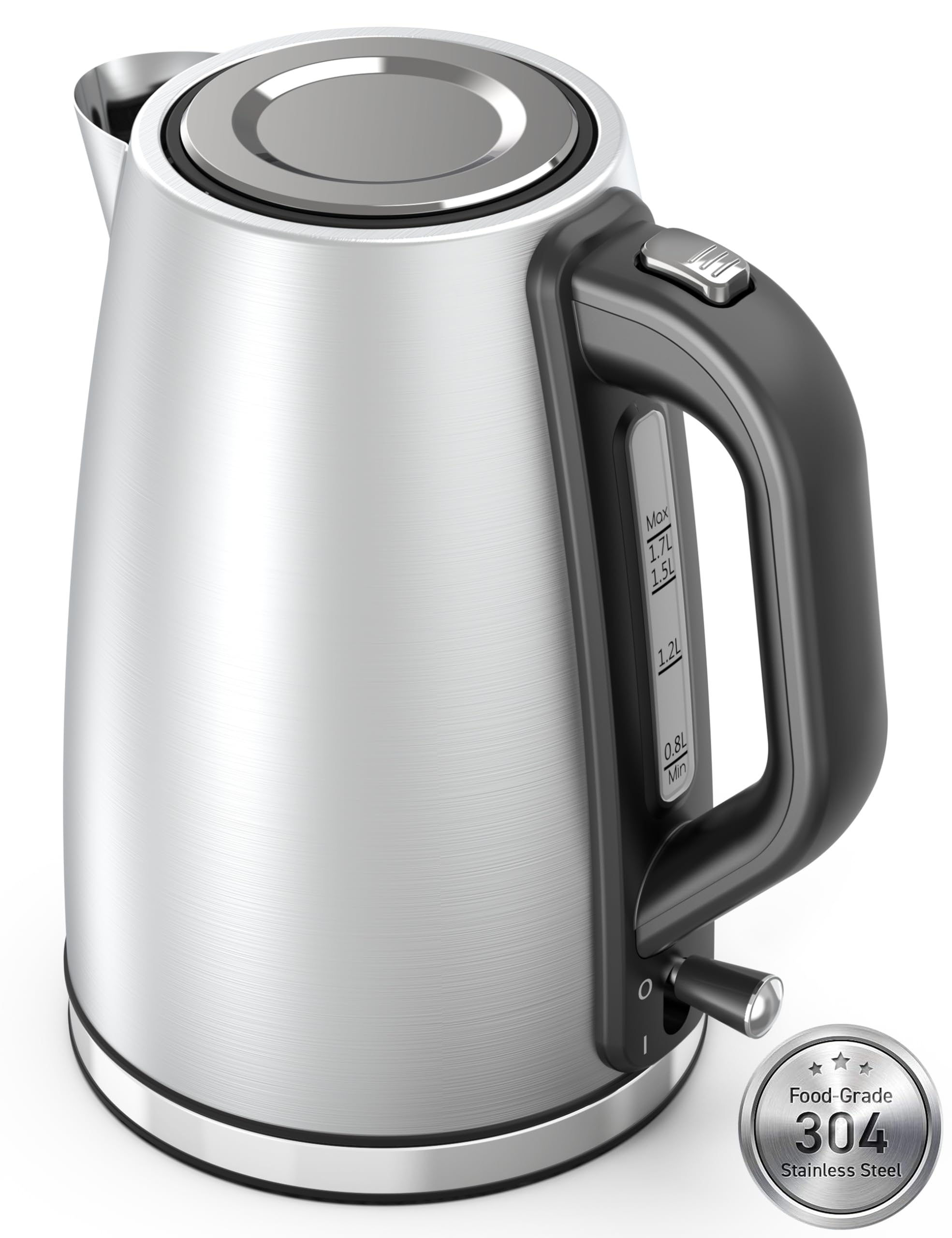 Electric Kettle, Paris Rhone 1.7L Electric Kettles for Boiling Water, Stainless Steel Hot Water Boiler Heater, BPA-Free, Auto Shutoff, Boil-Dry Protection, LED Indicator, Coffee and Tea, Silver