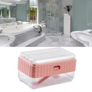 Soap Dish Holder Multifunctional Soap Foaming Box Decorative Soap Case Storage Drainage Tray Dish for Bathroom(Pink)