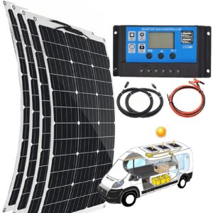 semi-flexible solar panels(150w/300w/450w/600w), waterproof battery charger 40a, 12v battery energy charging, easy installation, for boat, car, house, garden, shed,600w