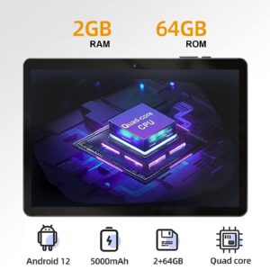 SGIN 10" HD IPS Display Tablet, 2GB RAM 64GB ROM with MTK Octa-Core 1.6Ghz Processor, Android 12 Tablet PC, 2MP+5MP Dual Camera, 1280 * 800 Pixels, Bluetooth 5.0, GPS, 5000mAh, WiFi