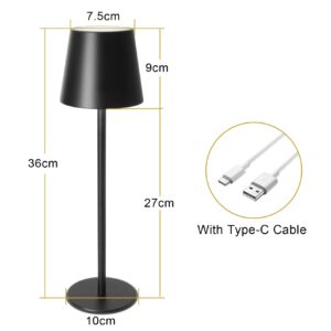 ORALUCE Cordless Table Lamp Rechargeable, Battery Operated LED Desk Lamp with USB Type-C Charging Port, 3 Color Stepless Dimming LED Lamp for Bedroom/Restaurant/Party/Coffee Shop/Camping/Bars, 1 Pack