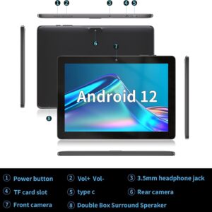 SGIN Android 12 Tablet, 10 Inch Tablets Tab 2GB RAM 64GB ROM, 5000mAh, 1280 * 800 Pixels Display, WiFi only, Dual Camera, Android Tablet for Kids, Tablet PC, Google GMS Certified