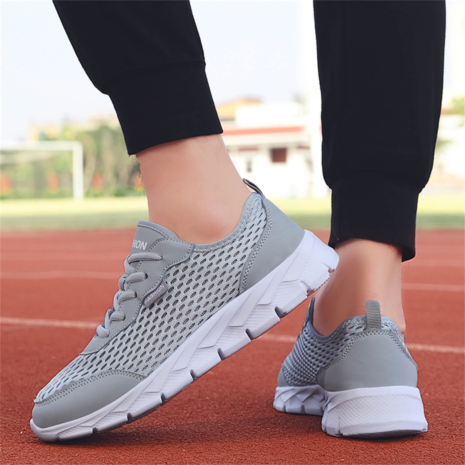 JWSVBF Women Shoes Mesh Knit Orthopedic, Lightweight Sneakers Comfy Walking Strappy, Lightweight Closed Toe Sandals Women Dressy Casual Shoes with Heels Unisex Fashion Autumn A-Grey
