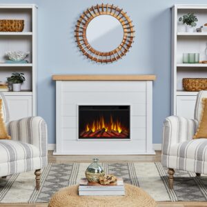 marshall 49" slim electric fireplace tv stand in white by real flame
