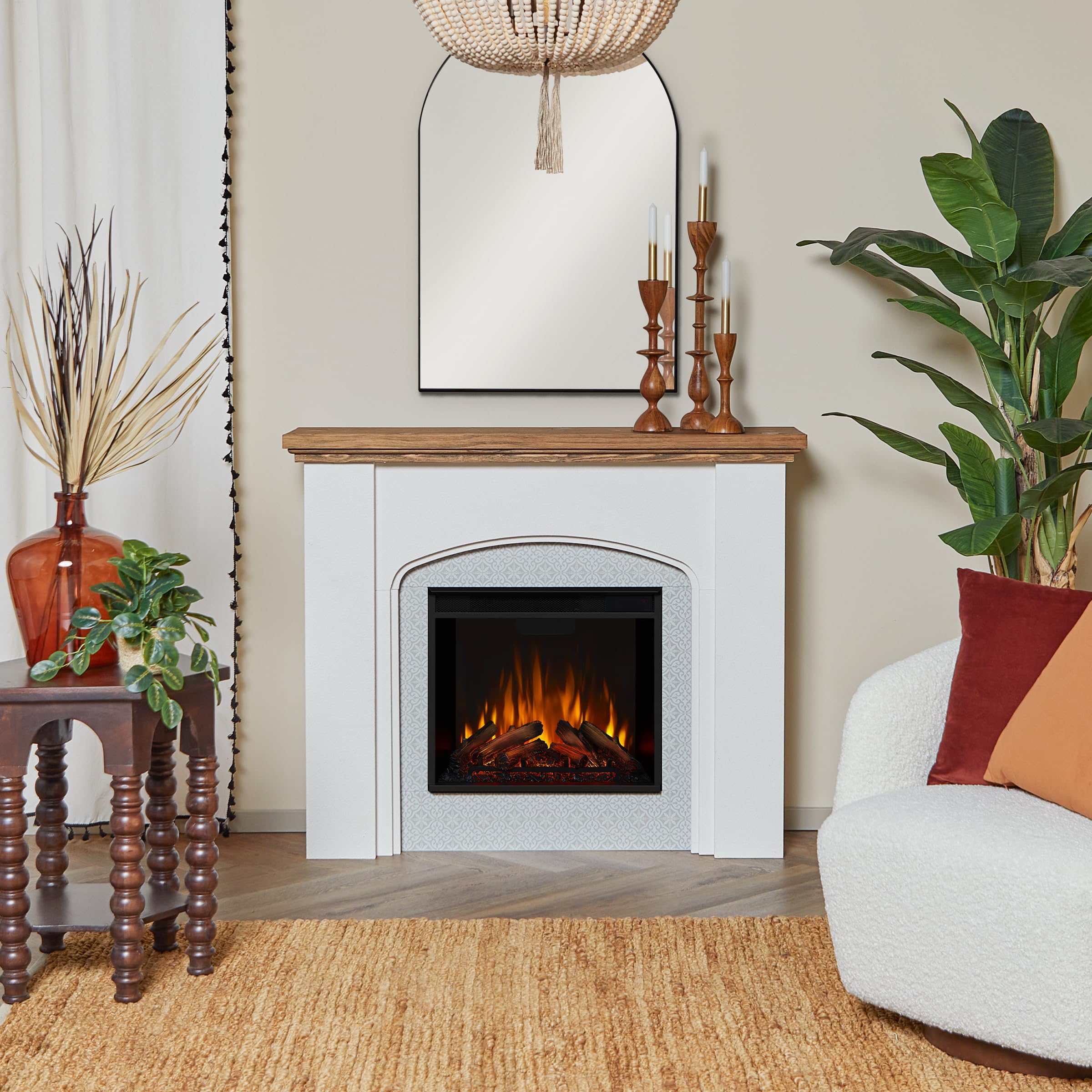 Anika 49" Electric Fireplace in White Stucco by Real Flame