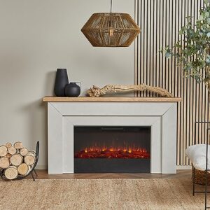 malie 68" landscape electric fireplace tv stand in venetian gray by real flame