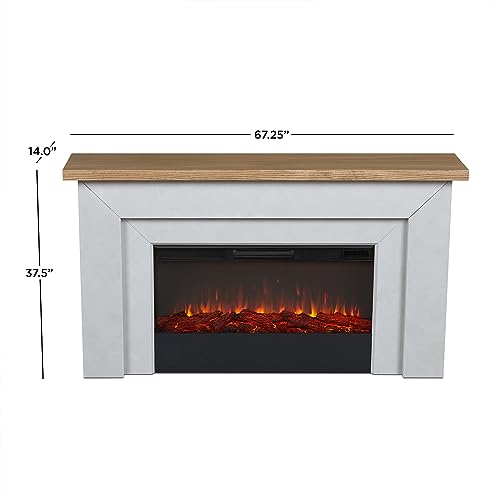 Malie 68" Landscape Electric Fireplace TV Stand in Venetian Gray by Real Flame