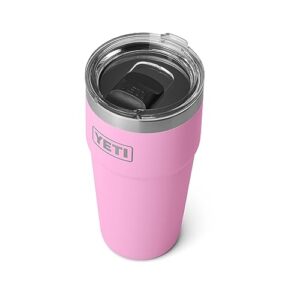 yeti rambler stackable pint, vacuum insulated, stainless steel with magslider lid, power pink
