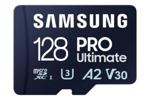 samsung pro ultimate microsd memory card + adapter, 128gb microsdxc, up to 200 mb/s, 4k uhd, uhs-i, class 10, u3,v30, a2 for gopro action cam, dji drone, gaming, phones, tablets, mb-my128sa/am