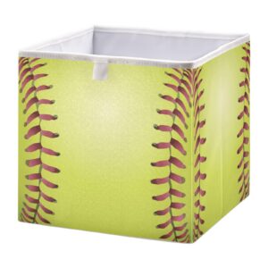 emelivor baseball softball laces green cube storage bin fabric storage cubes large foldable storage baskets cloth box containers for home closet bedroom drawers home decor,11 x 11inch