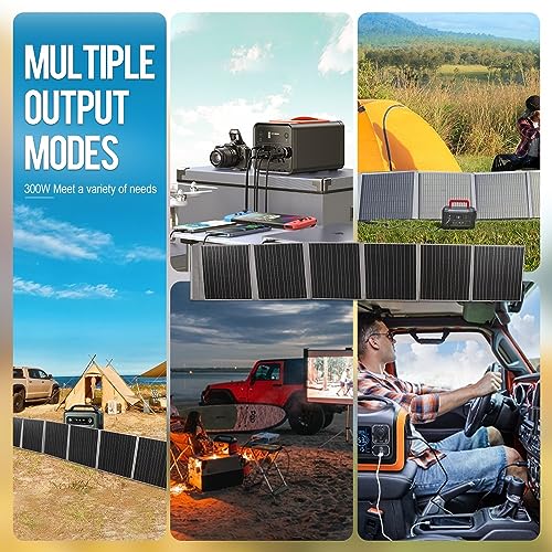 300W Portable Solar Panels with Multi Connector Solar Charger with Kickstands for Camping RV Fast Charge Power Station