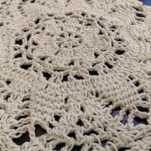 MULBESS Handmade Crochet Floral Pattern Round Cotton Lace Table Placemats Doilies Pack of 6, Round 8 Inch, Beige