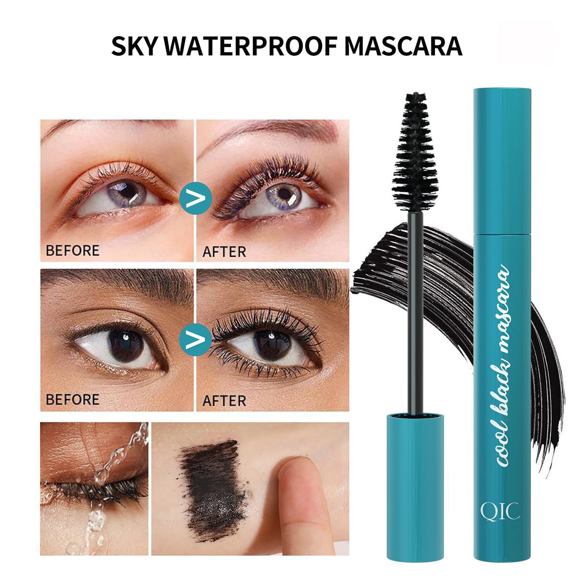 FYEBOO [2023 New] Thickening Mascara Fiber Lash Mascara Extension Voluminous, Long-Lasting Waterproof & Smudge-Proof Mascara, No Flaking/No Clumping, Black Mascara 8g