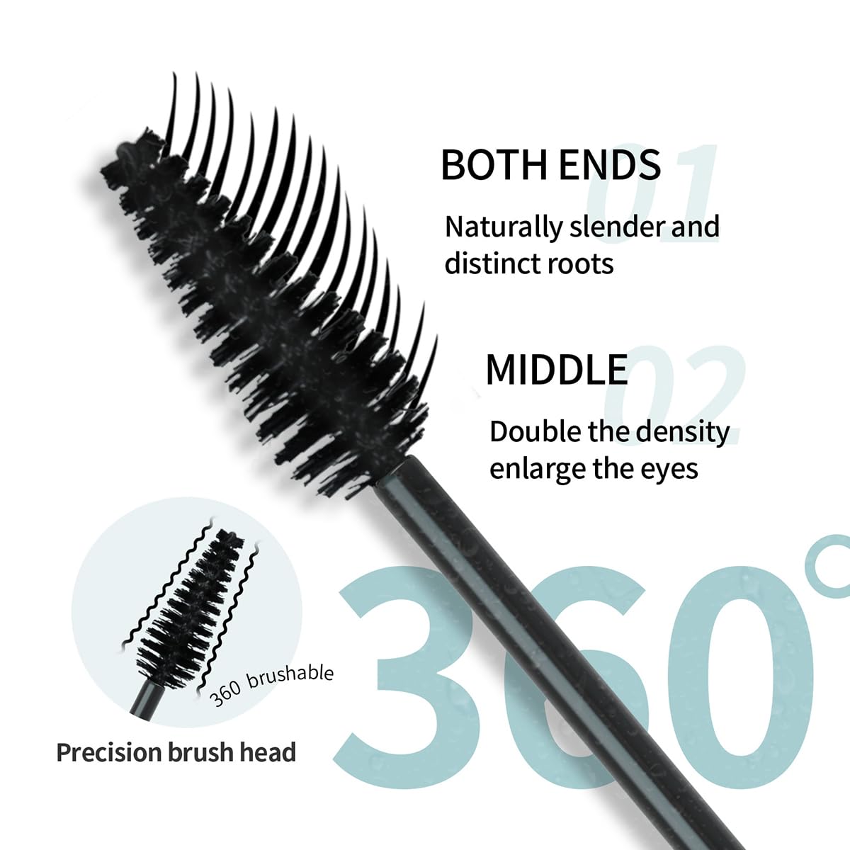 FYEBOO [2023 New] Thickening Mascara Fiber Lash Mascara Extension Voluminous, Long-Lasting Waterproof & Smudge-Proof Mascara, No Flaking/No Clumping, Black Mascara 8g