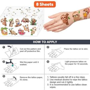 Sloth Temporary Tattoos Sticker for Kids 82 PCS Jungle Animal Themed Birthday Party Supplies Favors Decorations Gifts for Girls Boys Baby Showers Prizes Cute Tattoo School Reward Halloween Christmas