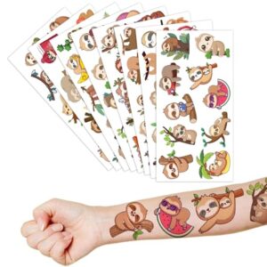 Sloth Temporary Tattoos Sticker for Kids 82 PCS Jungle Animal Themed Birthday Party Supplies Favors Decorations Gifts for Girls Boys Baby Showers Prizes Cute Tattoo School Reward Halloween Christmas