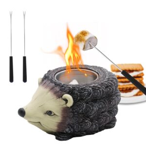 kalopar kalopar tabletop fire pit,concrete mini table top fire pit, cute turtle and hedgehog personal fireplace for indoor and outdoor use., ciwei-2