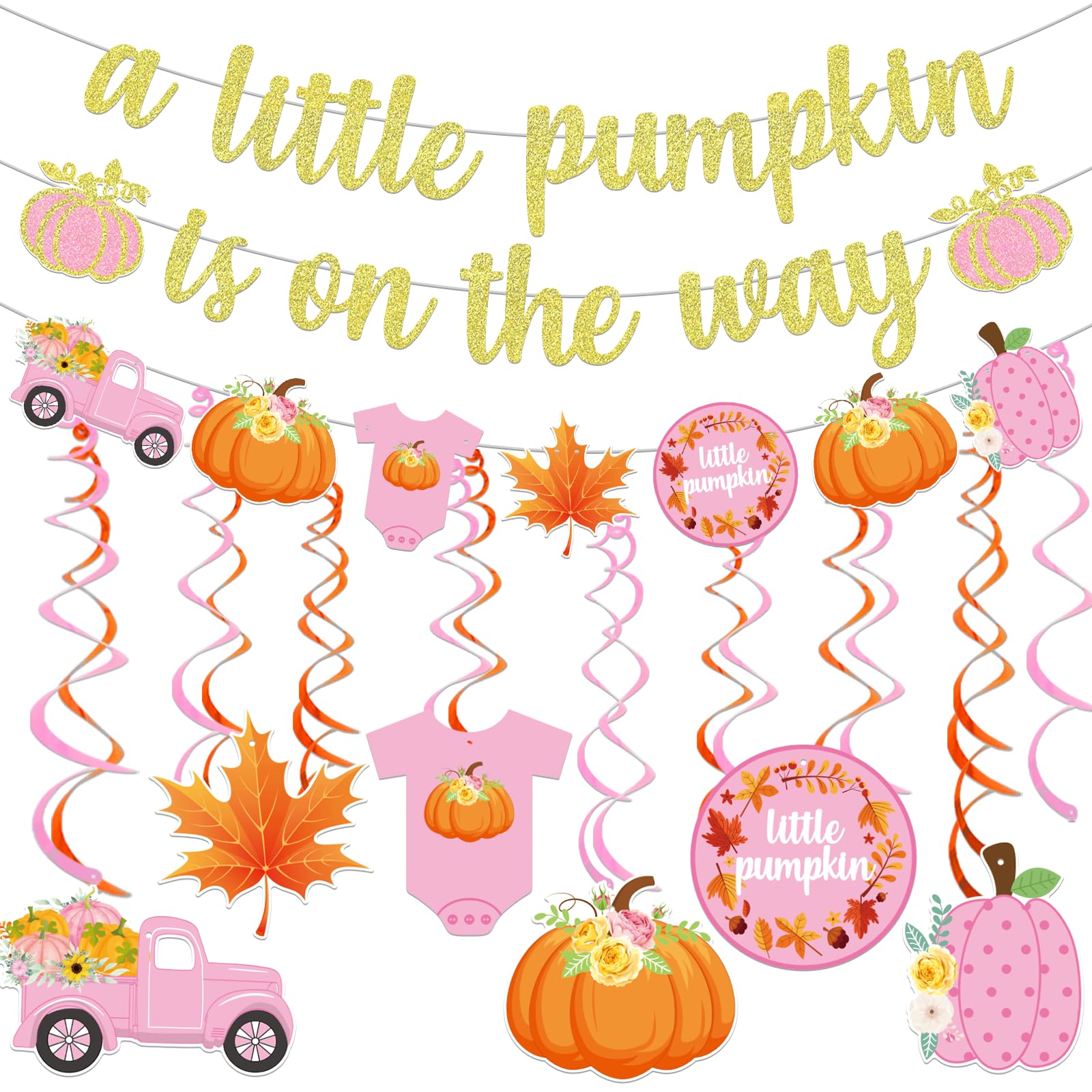 A little Pumpkin Is On The Way Banner Little Pumpkin Baby Shower Decorations Little Pumpkin Banner Pink Pumpkin Girl Baby Shower Decorations Baby Shower Banner Pumpkin Decorations for Girl Fall Baby