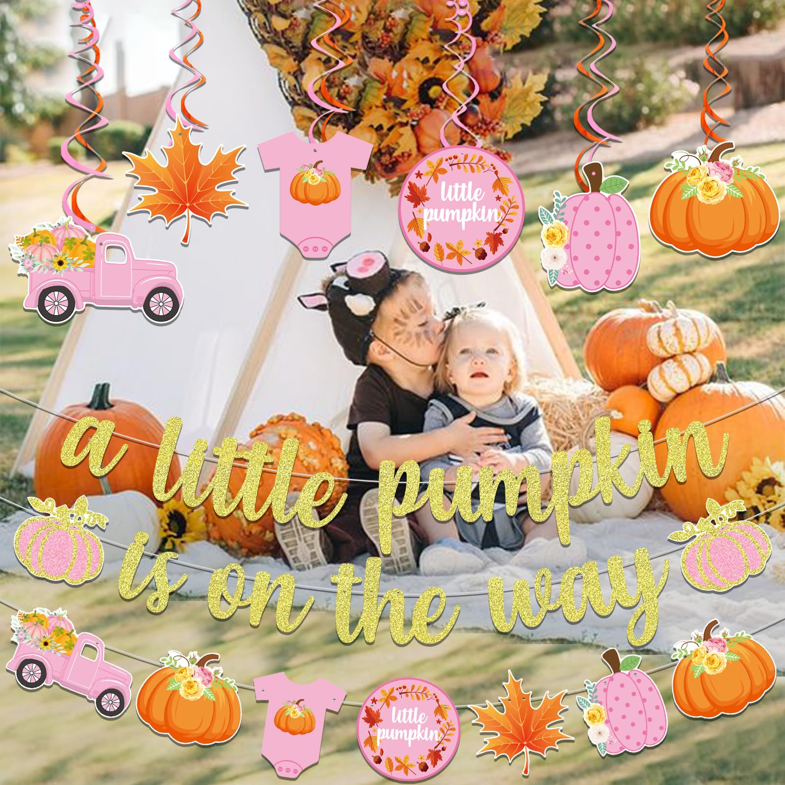 A little Pumpkin Is On The Way Banner Little Pumpkin Baby Shower Decorations Little Pumpkin Banner Pink Pumpkin Girl Baby Shower Decorations Baby Shower Banner Pumpkin Decorations for Girl Fall Baby