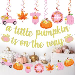 A little Pumpkin Is On The Way Banner Little Pumpkin Baby Shower Decorations Little Pumpkin Banner Pink Pumpkin Girl Baby Shower Decorations Baby Shower Banner Pumpkin Decorations for Girl Fall Baby