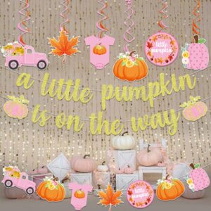 A little Pumpkin Is On The Way Banner Little Pumpkin Baby Shower Decorations Little Pumpkin Banner Pink Pumpkin Girl Baby Shower Decorations Baby Shower Banner Pumpkin Decorations for Girl Fall Baby