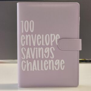 100 Envelope Challenge Binder Book Gift, [2024 New] Easy and Fun Way to Save $5,050, Savings Challenges Budget Book Binder with Cash Envelopes for Budgeting Planner & Saving Money (Lilac)