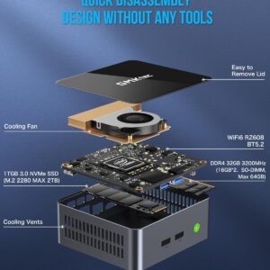 GMKtec Mini PC Preinstalled Windows 11 Pro Intel Core i7-11390H (Turbo 5.0 GHz) 32GB DDR4 1TB SSD Desktop Mini Computers WiFi 6, BT 5.2, DP, HDMI, RJ45 2.5G, USB3.2