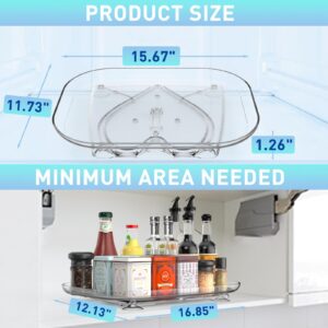 Square Lazy Susan for Refrigerator, Lazy Susan Turntable Refrigerator Organizers and Storage, Countertop Condiment Storage Rack for Kitchen, Fridge, Cabinet, Dining Table (15.67 X 11.73 in)