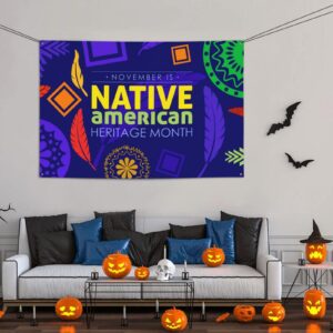 November is Native American Heritage Month Backdrop Banner Holiday Decoration Photo Booth Background Tapestry Decor Supplies for Party Home Office 47 * 71 Inches