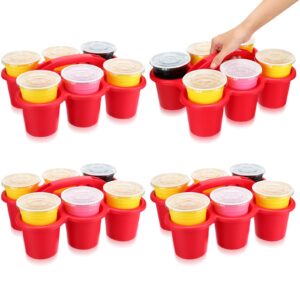 Uiifan 4 Pcs Drink Carrier Plastic Cup Holder Portable Drink Holder Reusable Cup Carrier with Compartment and Handle Food Delivery Accessories for Coffee Beverage Storage Organization Service Supplies