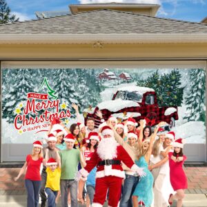 Arosche Extra Large Christmas Garage Door Cover 6 * 16Ft Christmas Garage Door Decorations Have a Merry Christmas Red Truck Background Party Supplies for Garage Door Cover, Phoyography, Party Decor