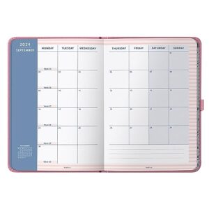 Busy B A5 To Do Diary January to December 2024 - Pink - Faux Leather Week to View Diary with Notes, Tear-Out Lists & Pockets