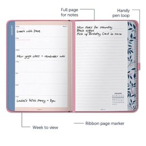 Busy B A5 To Do Diary January to December 2024 - Pink - Faux Leather Week to View Diary with Notes, Tear-Out Lists & Pockets