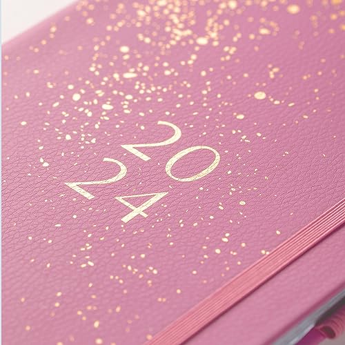 Busy B A5 To Do Diary January to December 2024 - Pink - Faux Leather Week to View Diary with Notes, Tear-Out Lists & Pockets