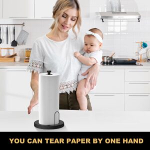 NAMSAFUI Paper Towel Holder, Standing Countertop Paper Holder for Kitchen, Ratchet System and Suction Cup Equipped, One-Handed Paper Towel Holder Stainless Steel, Holds All Roll Sizes