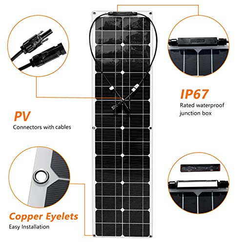 Monocrystalline Solar Panel(18v 200w/400w), 40a Controller/Flexible Solar System Kit, Semi-Flexible Solar Panel(30°), for Rvs,Boat,Caravan,200W