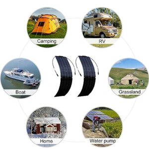 Monocrystalline Solar Panel(18v 200w/400w), 40a Controller/Flexible Solar System Kit, Semi-Flexible Solar Panel(30°), for Rvs,Boat,Caravan,200W