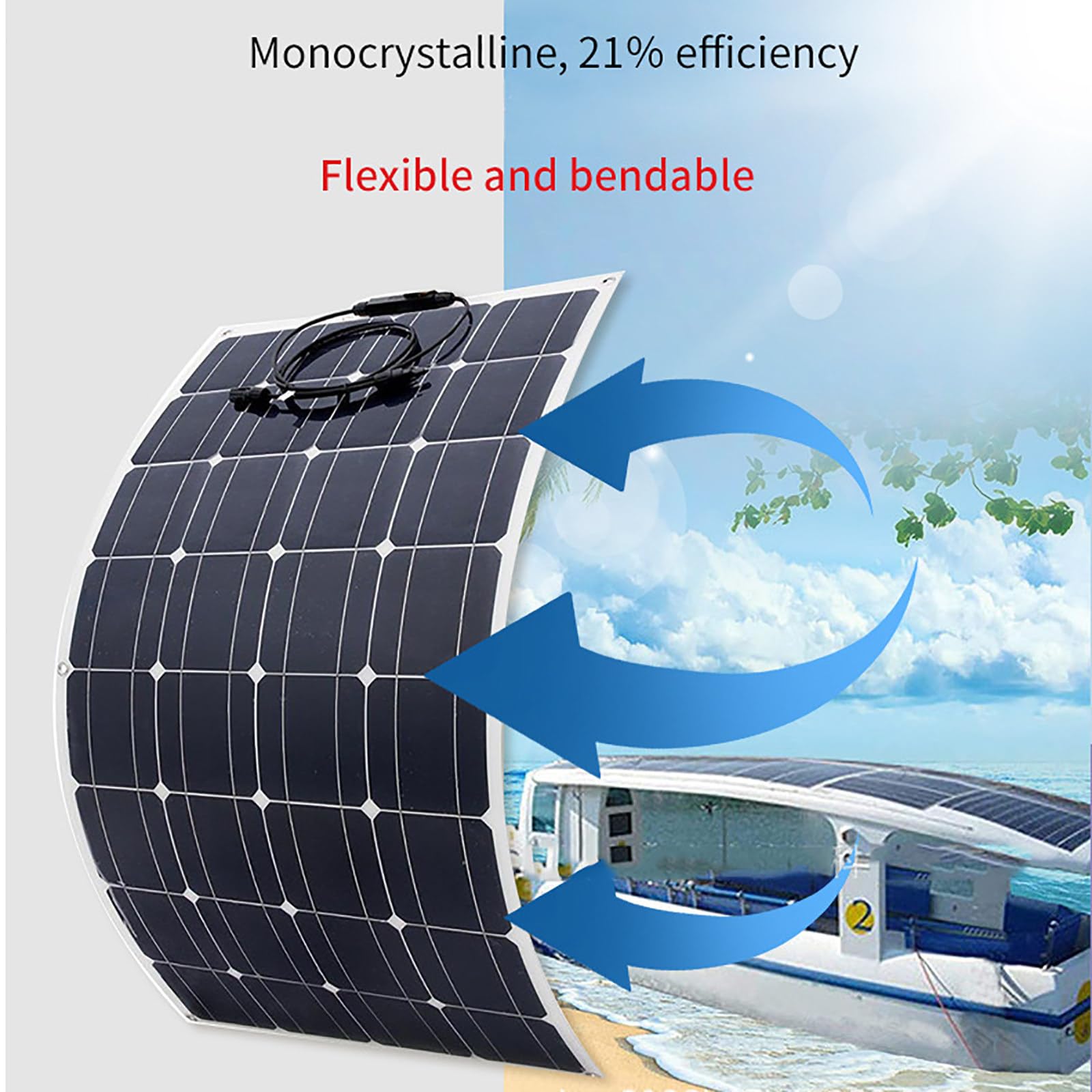 Flexible Solar Panel (100w/200w/300w/400w), 30a Controller +Dual Usb, High-Efficiency Module Pv, For Homes Camping Rv Battery Boat Caravan Off Grid,300W
